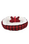 Dream Paws Bed 56x56cm & Blanket 76x52cm & Bone Toy Bundle Set – Red