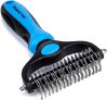 Maxpower Planet Pet Grooming Brush – Double Sided Shedding & Dematting Undercoat Rake, Dog & Cat Brush, Comb for Long Haired Cats – Blue