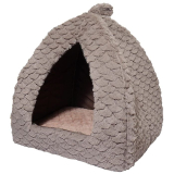 40 Winks Fleece Cat Pyramid – Grey & Pink – 40x40cm